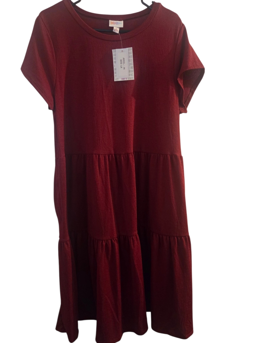 LuLaRoe Women's Tiered Short-Sleeve Dress - Deep Red